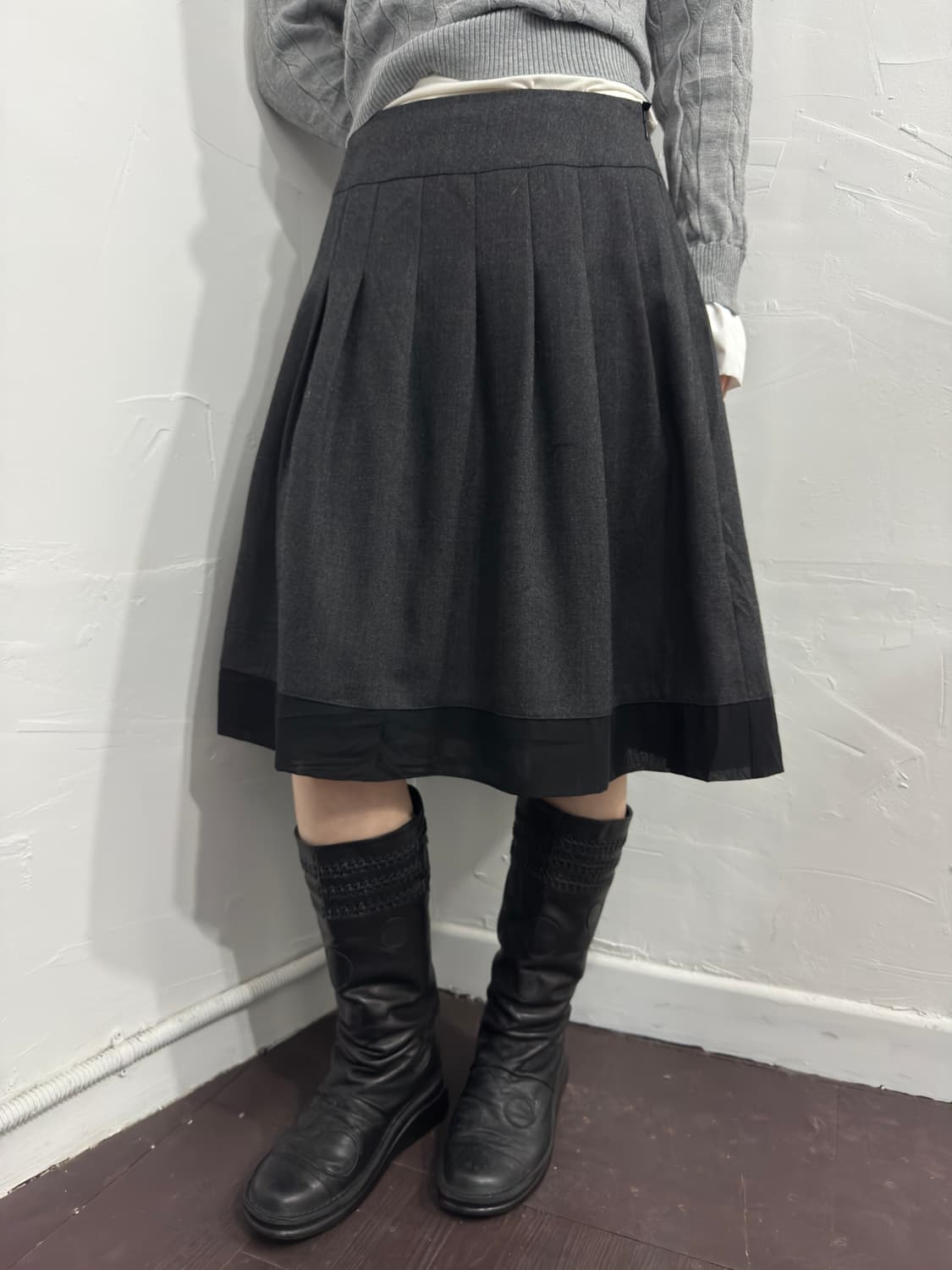 indivi gray pleats midi skirt 상품이미지3