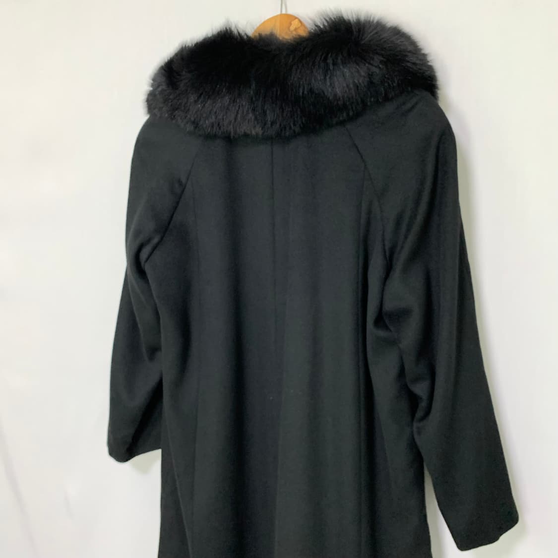 퓨어 캐시미어 100% 폭스 퍼 싱글 롱 코트 00s 블랙 빈티지 상품이미지6