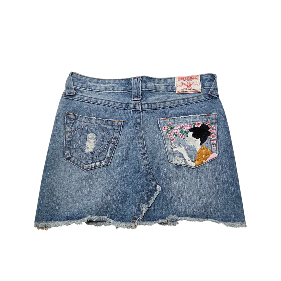 True Religion 트루릴리전 오리엔탈 자수 데님 미니 스커트 상품이미지3