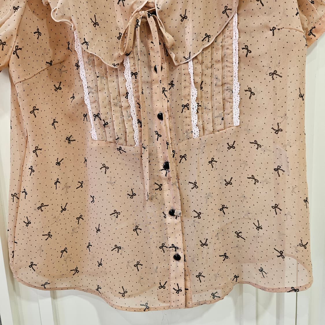 리본 패턴 쉬폰 블라우스 상품이미지4