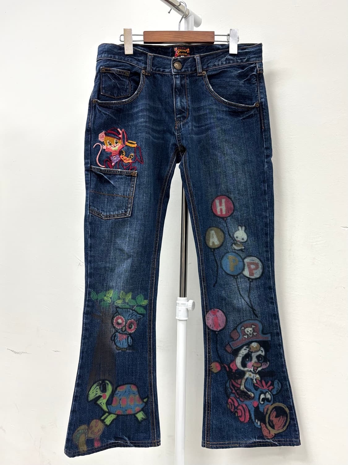 빈티지 키치 데님 로우라이즈 플레어 팬츠 상품이미지5