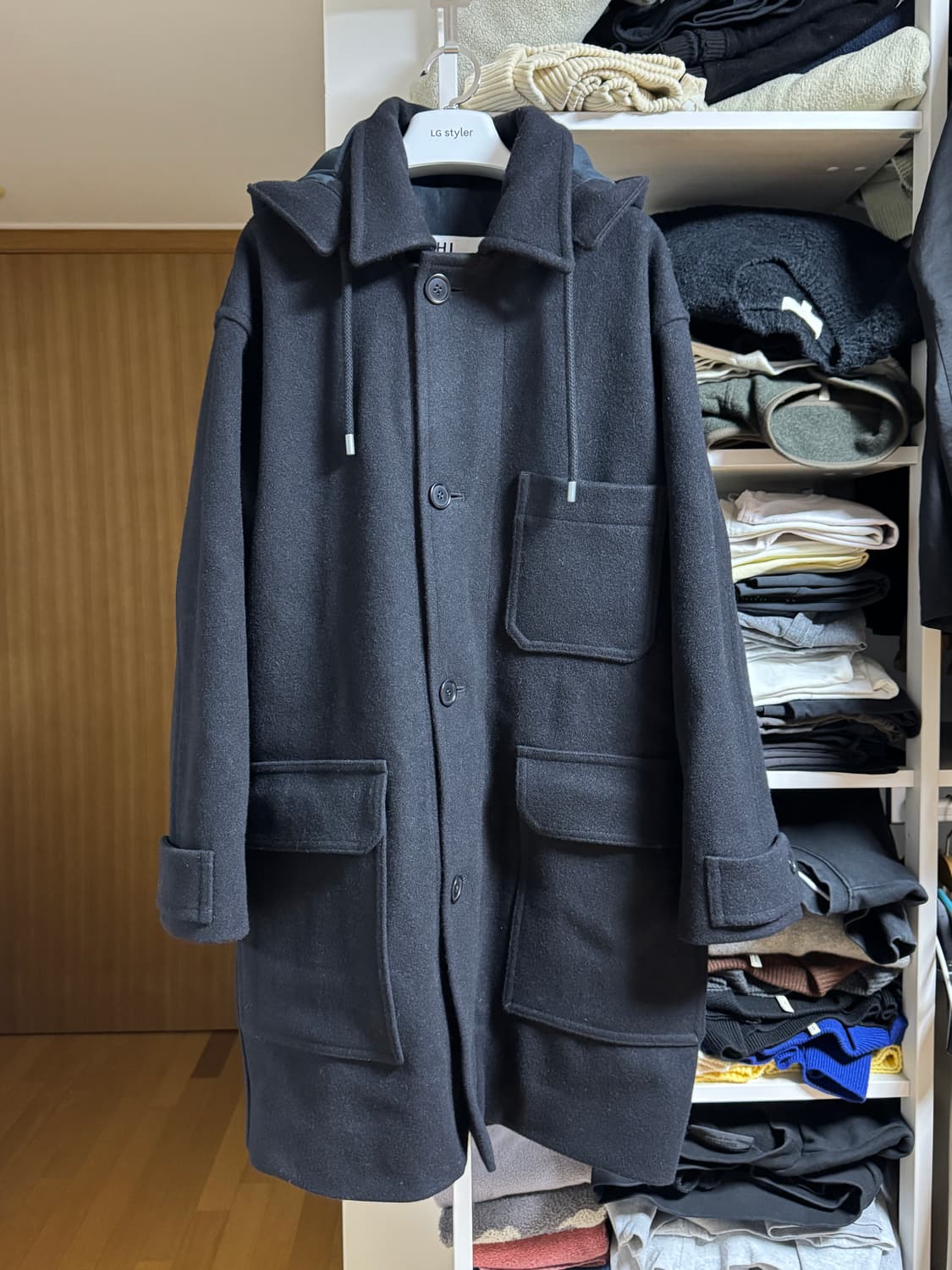 MHL. by Margaret Howell 울 멜튼 후드 코트 상품이미지2