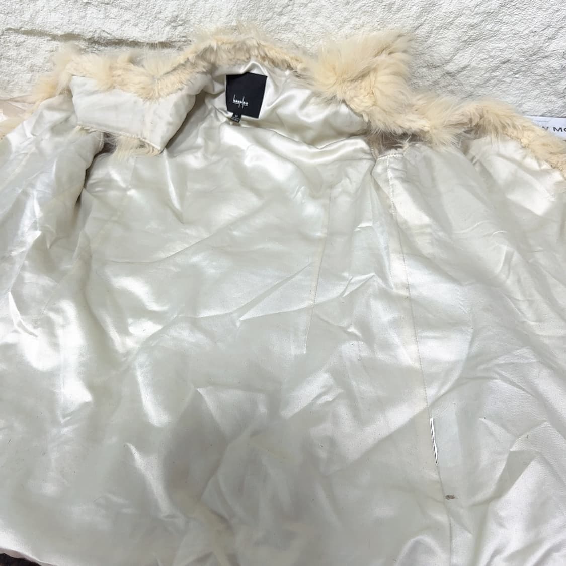 빈티지 베이지 브라운 배색 라쿤퍼 차졸 조끼 베스트 상품이미지5