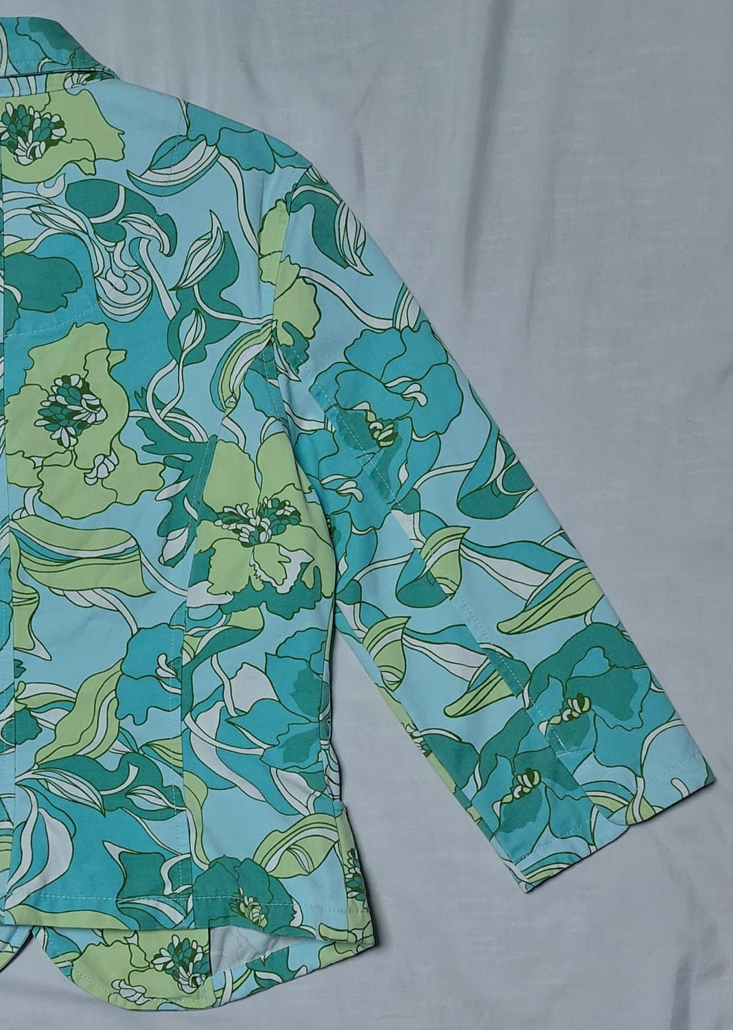 [S] 프렌치 커프(French Cuff) 민트 플로럴 코튼 자켓 상품이미지9