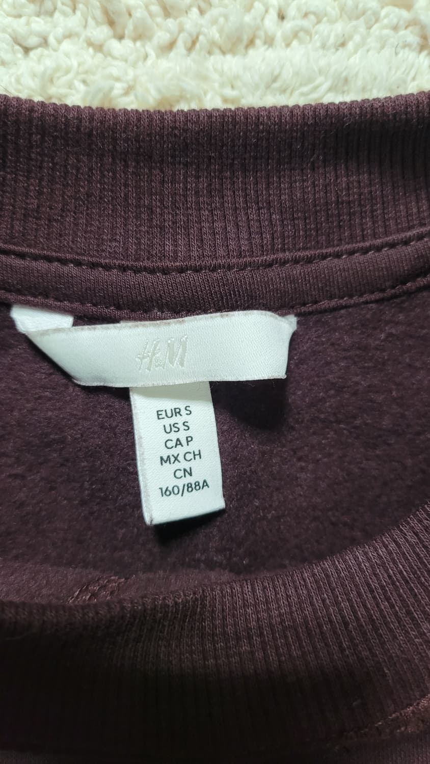 H&M 여성 버건디 라운드 긴팔티 상품이미지3