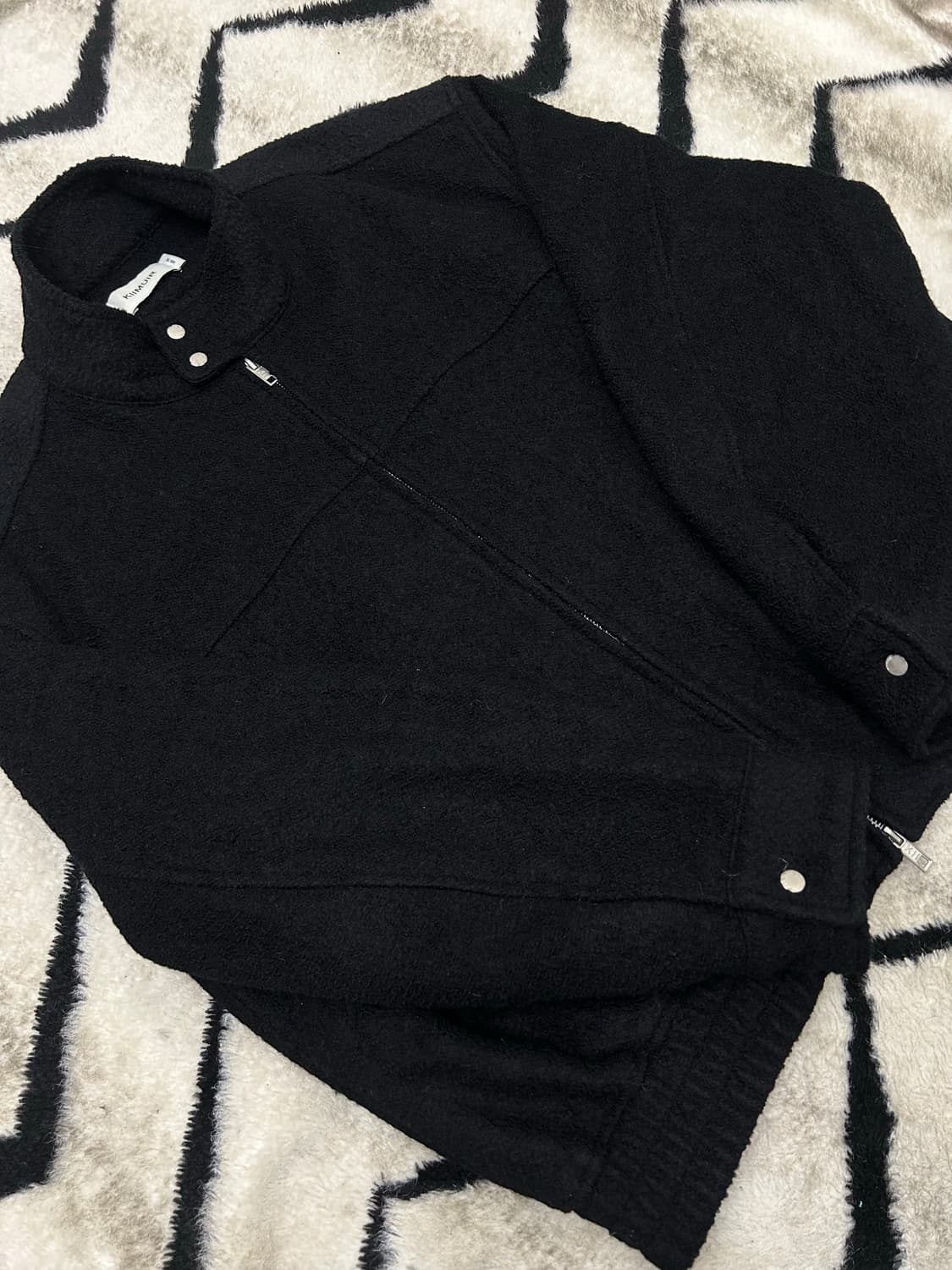 [XL]키뮤어 부클 울 헤링턴 자켓/블랙 상품이미지1