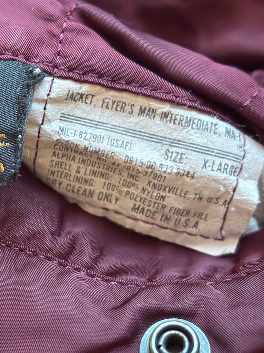 90s usa made ma-1 burgundy 상품이미지7