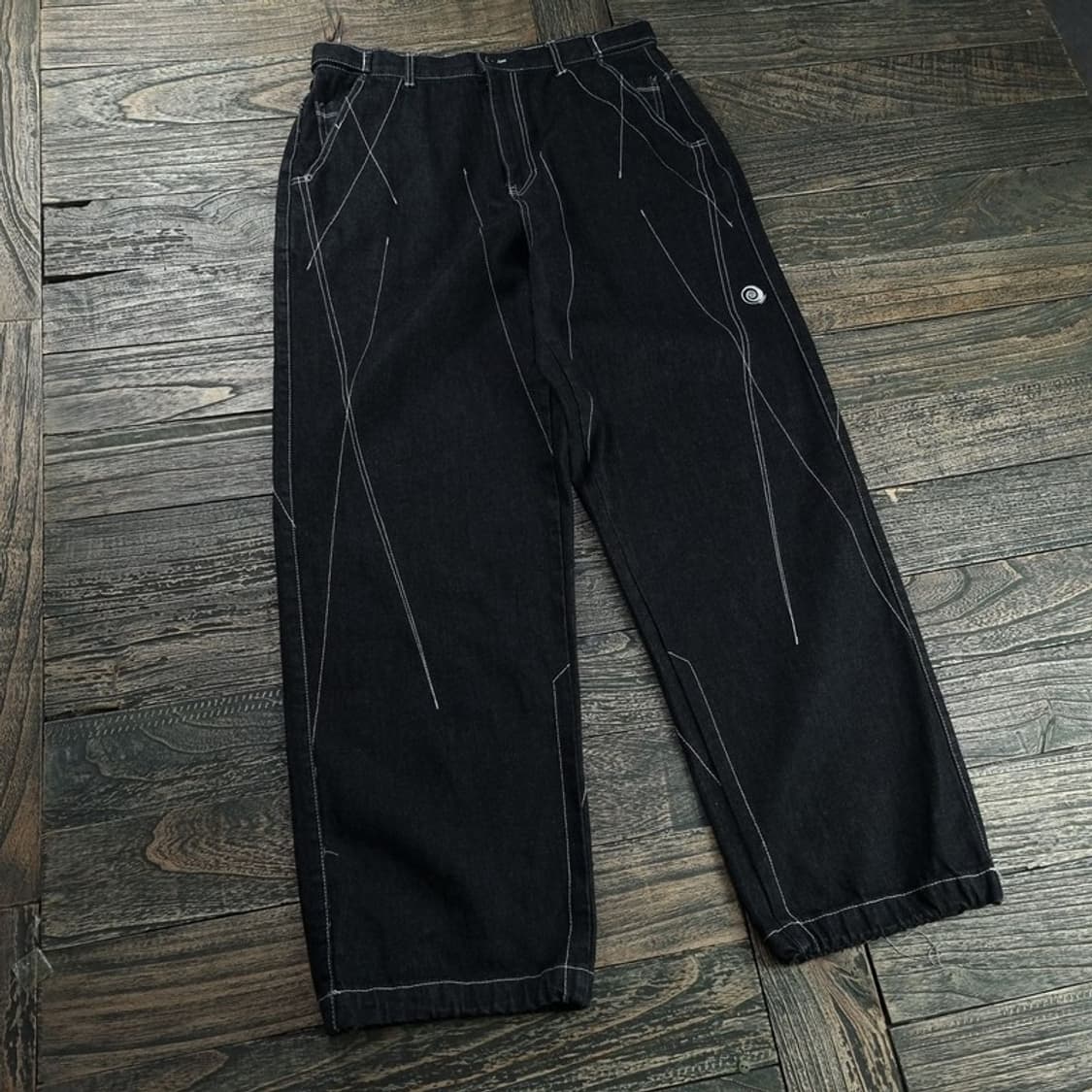 [트래블] 루즈핏 스티치 흑청 데님 팬츠 M18298 상품이미지1