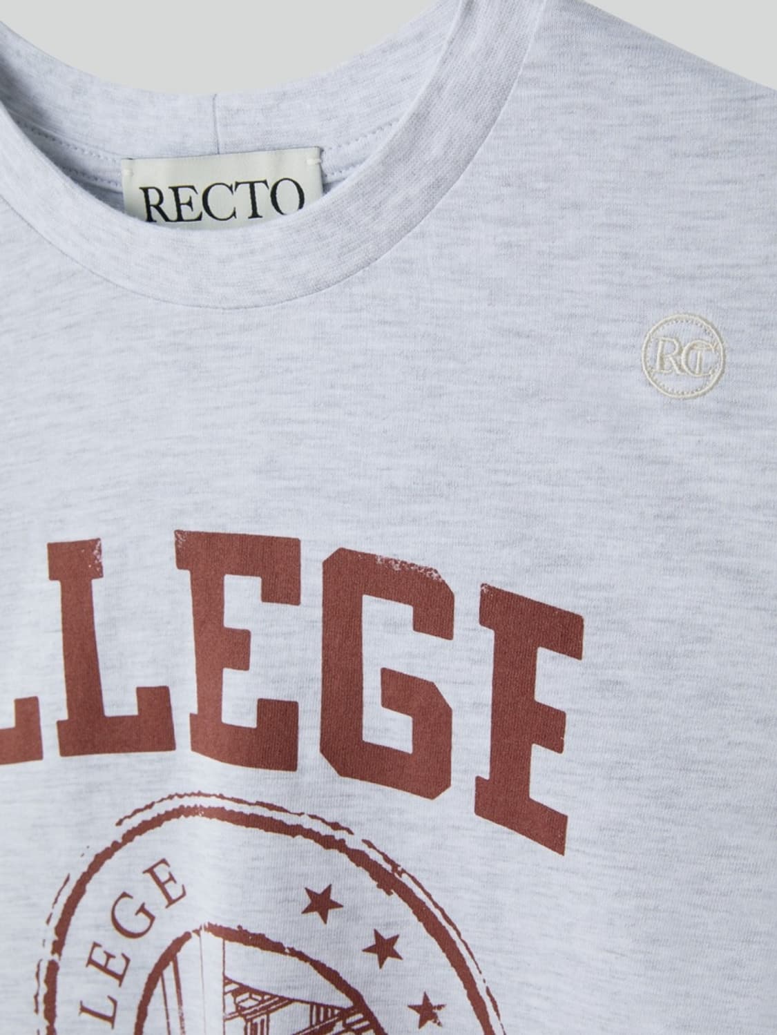 렉토 RECTO LLEGE 리지 로고 반팔티셔츠 그레이 상품이미지3
