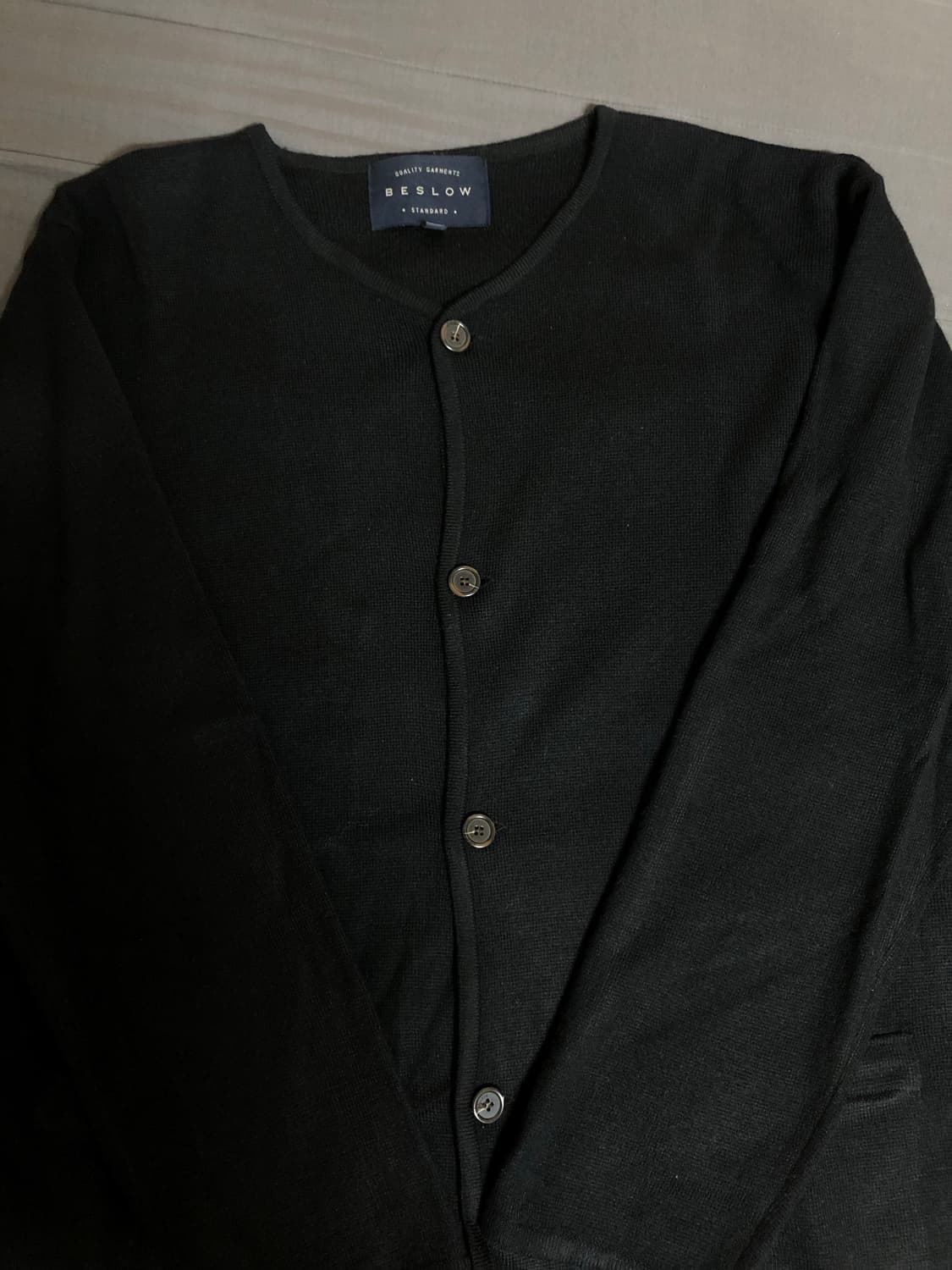 (L)비슬로우 스탠다드 가디건 블랙 상품이미지1