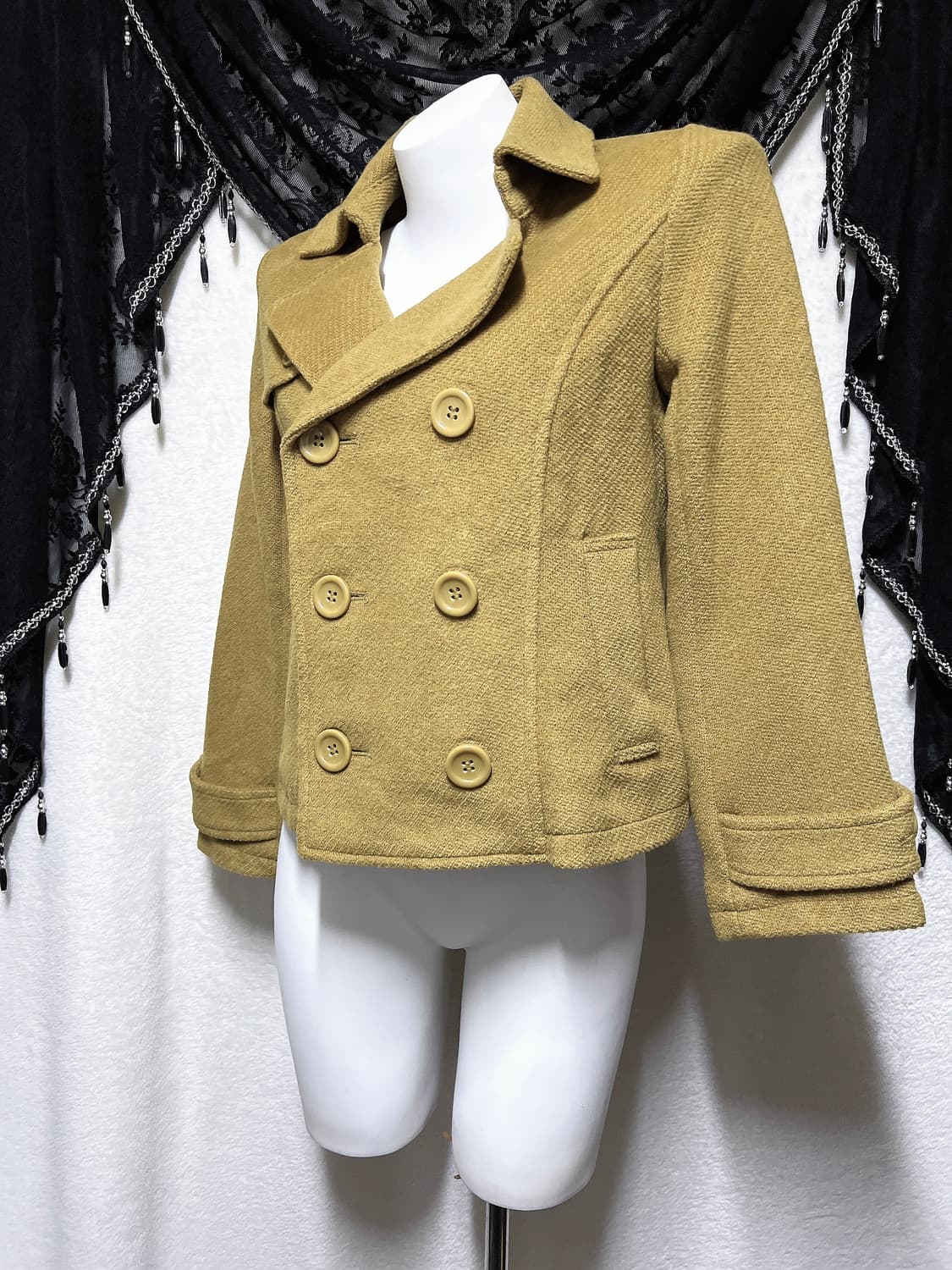 라떼갸루 로맨틱 로걀 올리브 브라운 더블버튼 울 숏코트 자켓 너드 핀터 상품이미지5