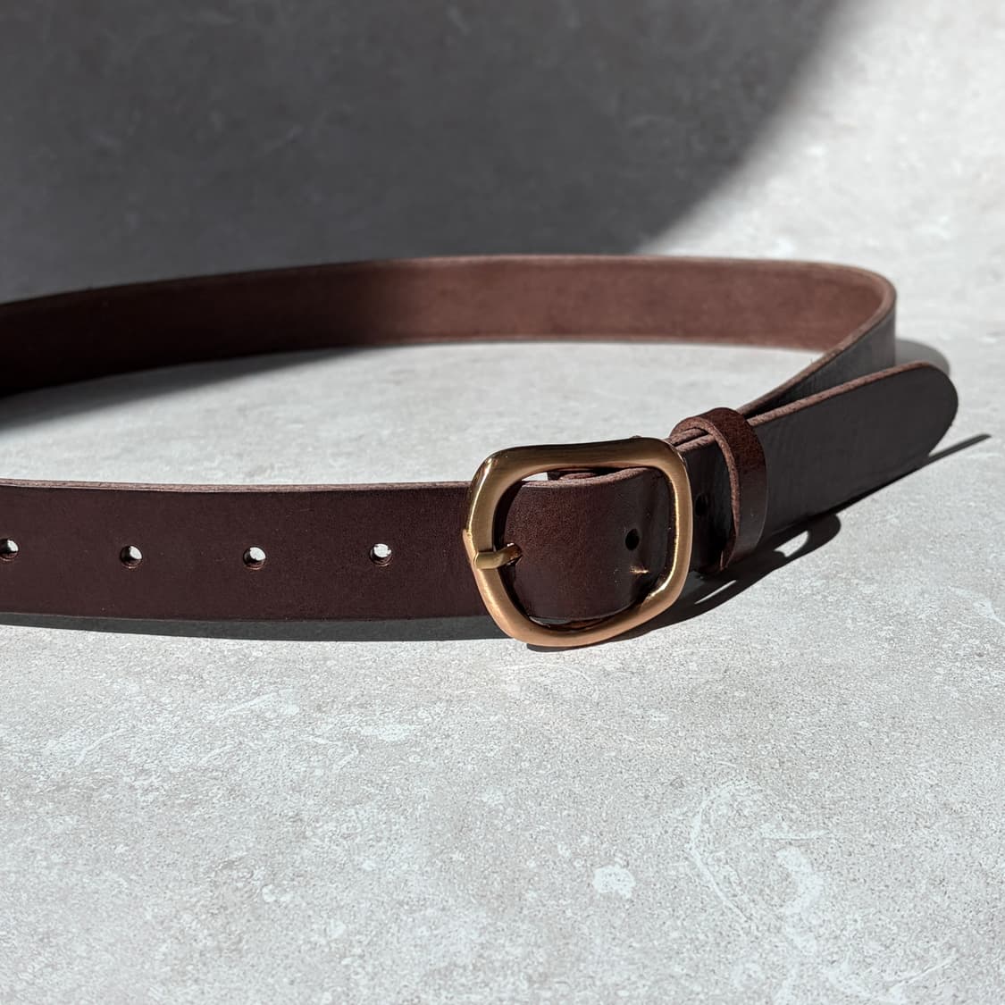 Oribell 커브드 24k 골드플레이트 버클 볼드 베지터블 소가죽 벨트 상품이미지8