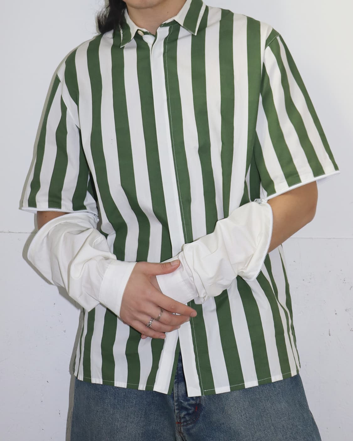 써네이 디테쳐블 슬리브 스트라이프 셔츠 상품이미지2