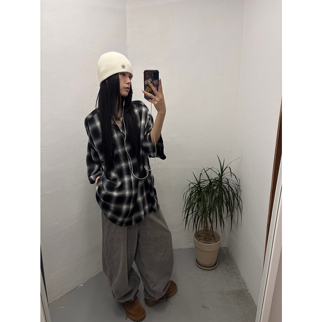 HINSON Ombre Check Zip S/S Shirt 상품이미지2