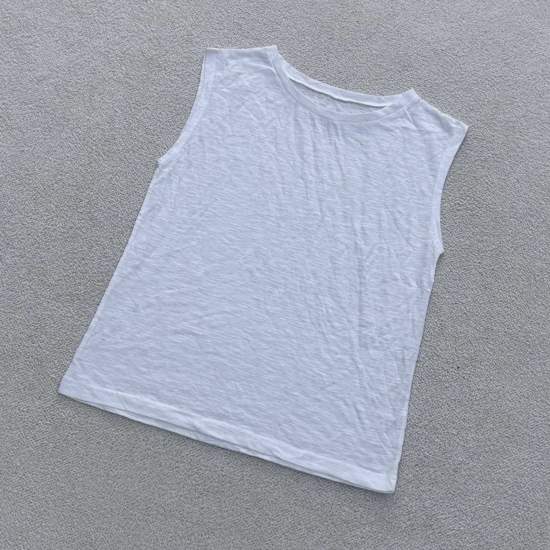 실측확인 빈티지 린넨 민소매 티셔츠 0415E 상품이미지1