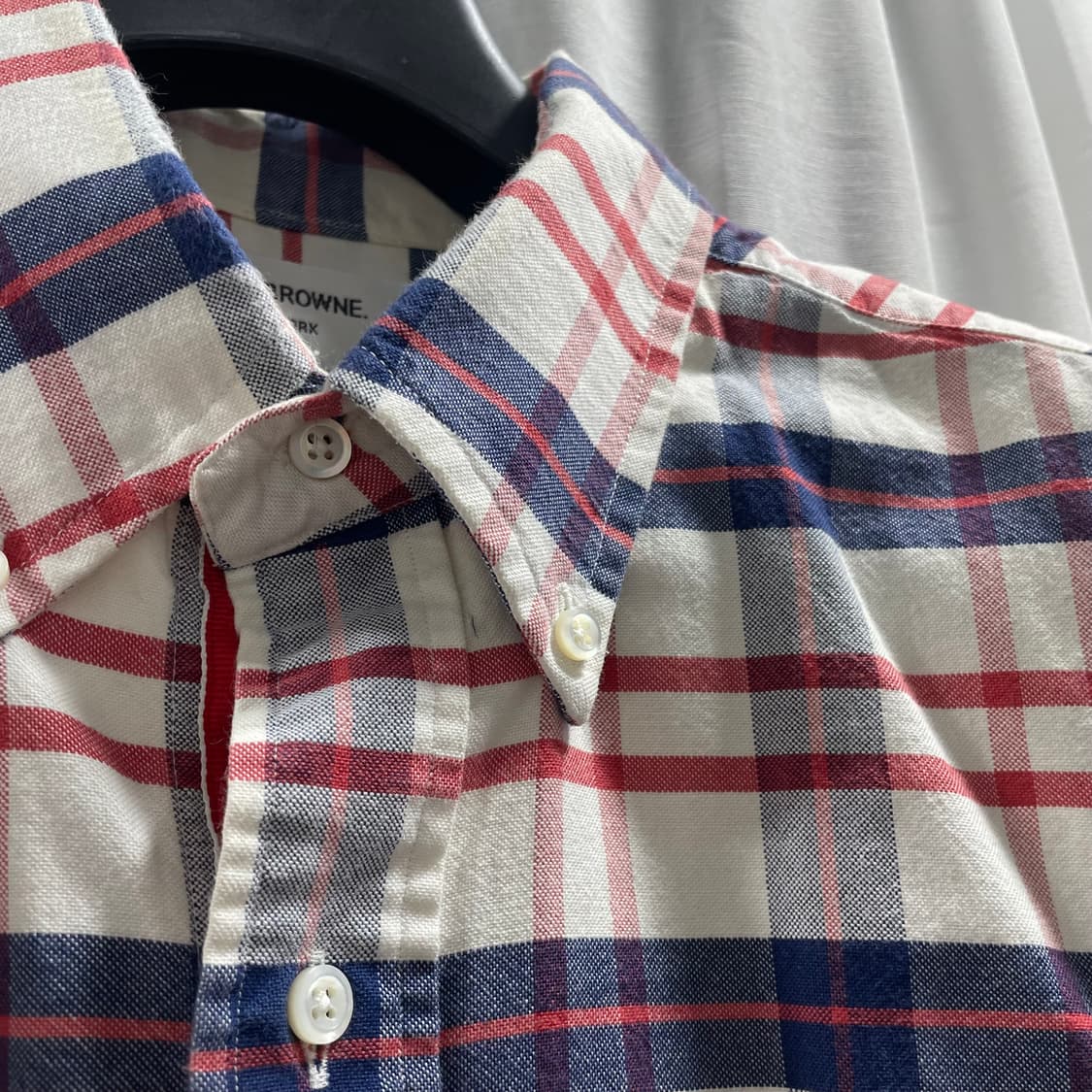 톰브라운/ 트리콜로 테이핑 옥스포드 체크 셔츠/ 4 상품이미지3