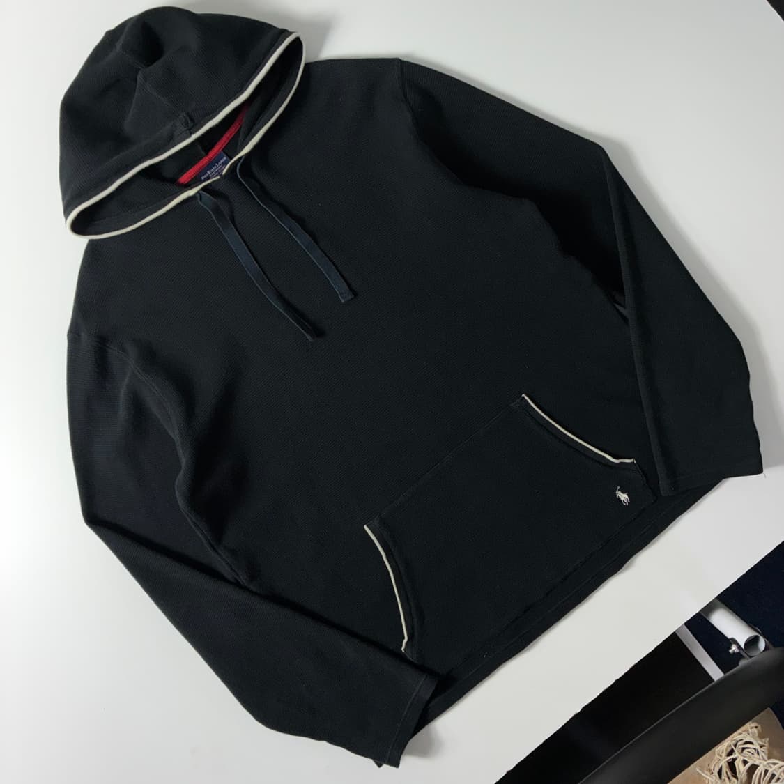 Polo  폴로 랄프로렌 자수 코튼 블랙 와플 니트 후드티  상품이미지2