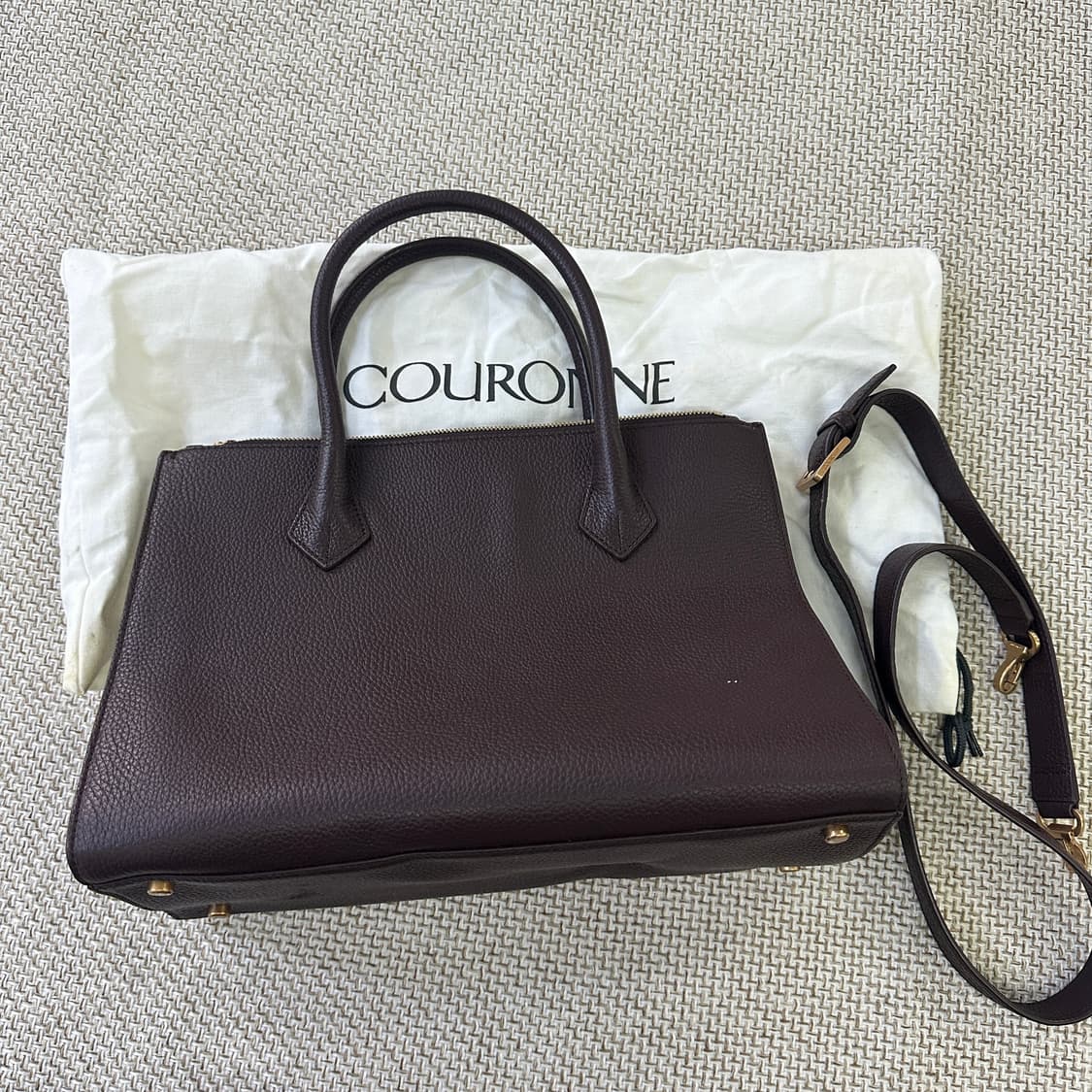 실측확인 쿠론 버건디 토트백 0406D 상품이미지2