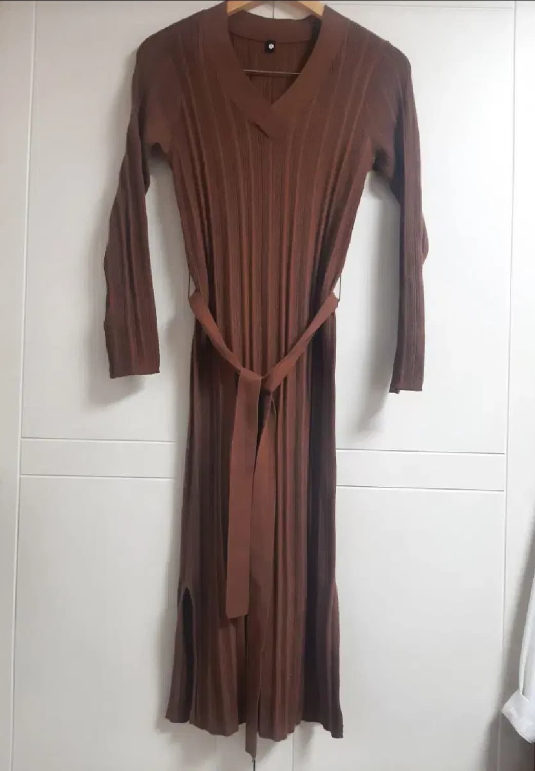 롱 골지 니트 v넥 봄가을 원피스 S 55 상품이미지1