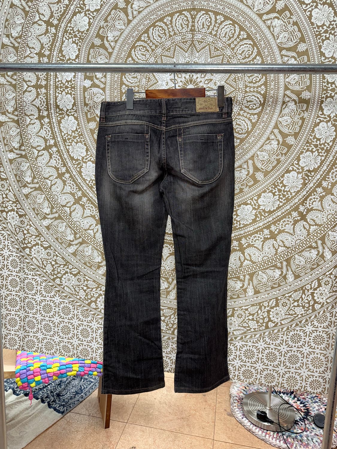 빈티지 여성 흑청 워싱 데님팬츠  상품이미지5