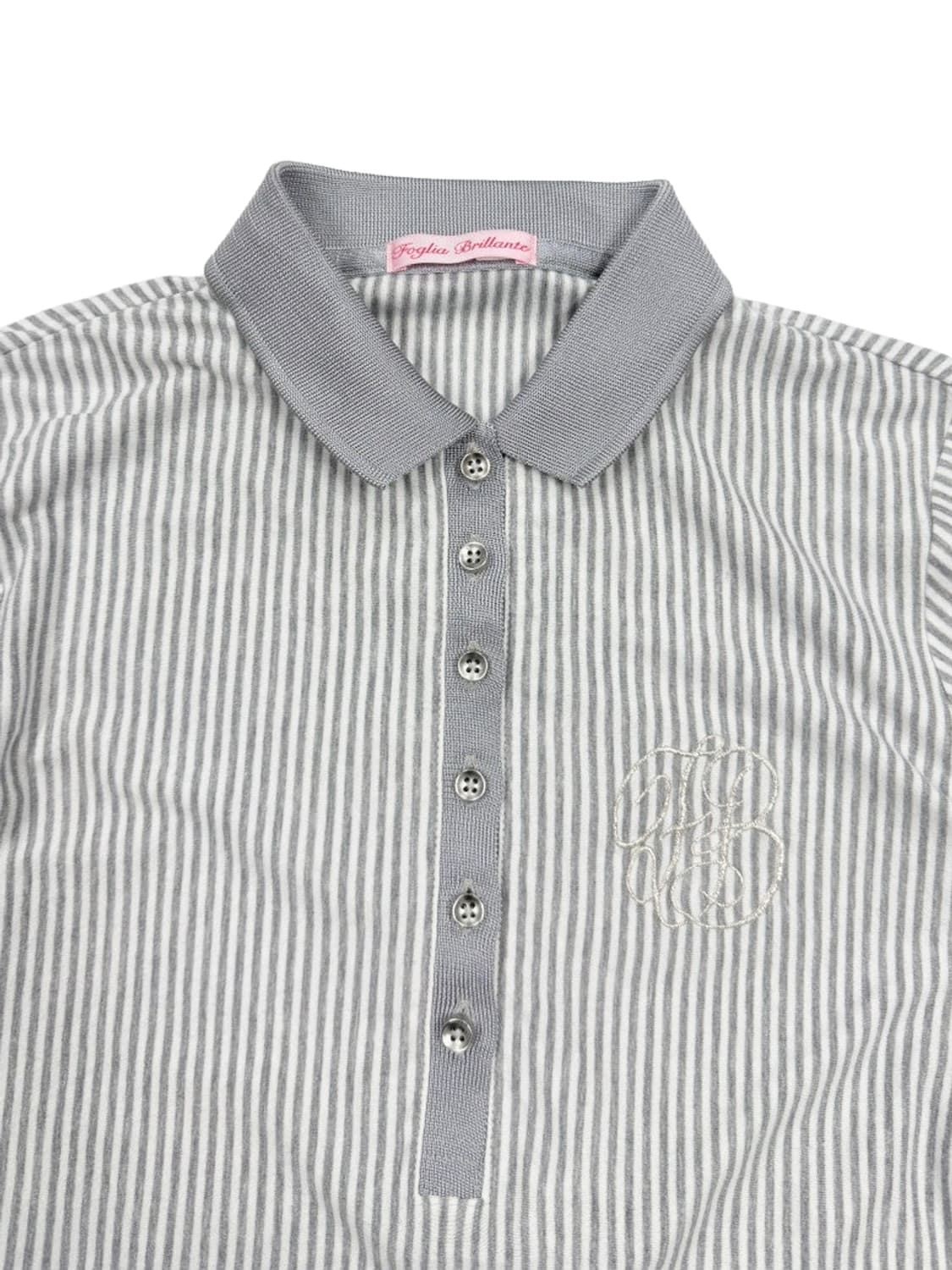 빈티지 그레이 스트라이프 하프단추 카라티 상품이미지3