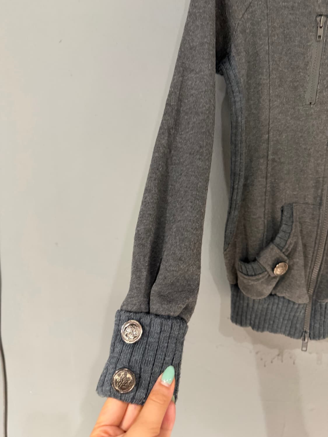 high-neck ribbed detail hood zip-up 상품이미지10