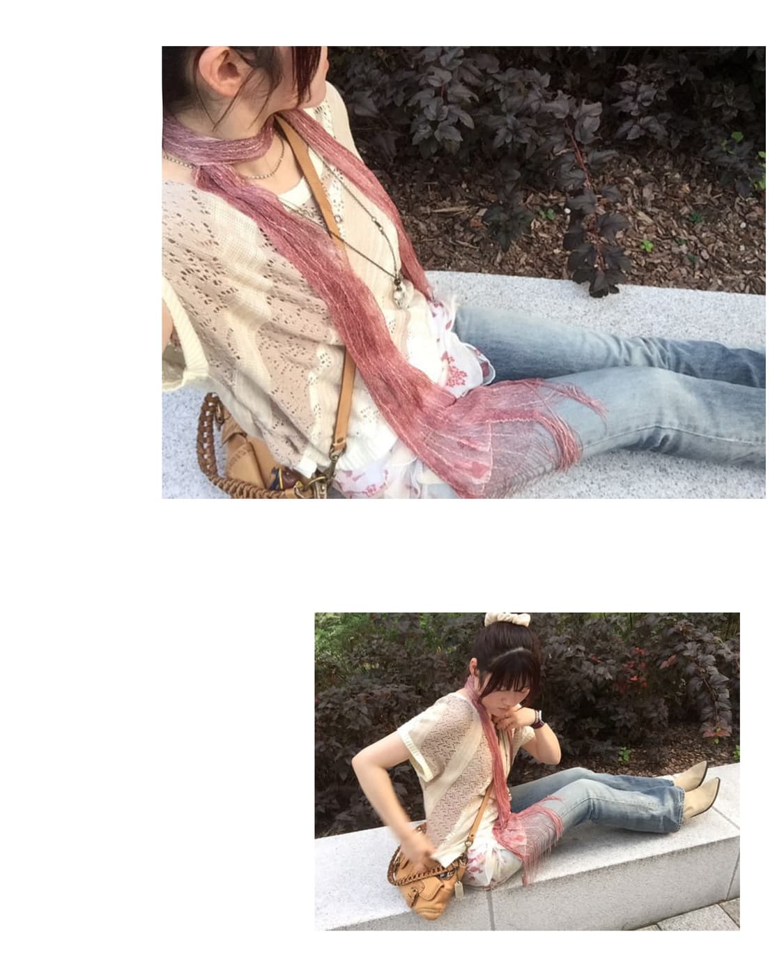 다크핑크 글리터 스카프 상품이미지2