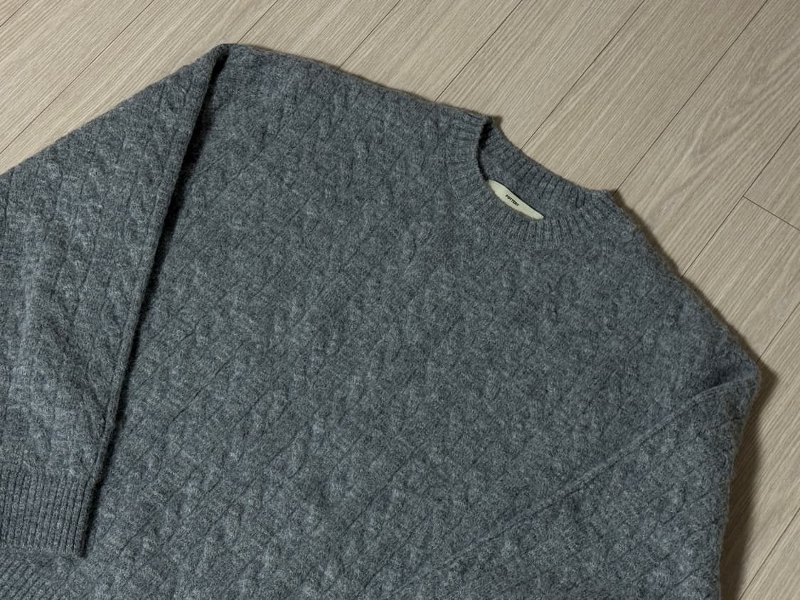 포터리/브러쉬드 알파카 케이블 크루넥 니트 라이트그레이/1 상품이미지1