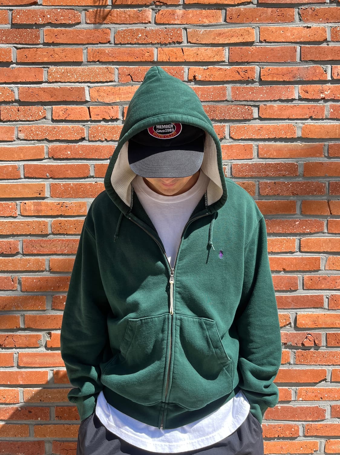 90s 폴로 랄프 로렌 포니 로고 써멀 후드집업 (made in USA) 상품이미지1