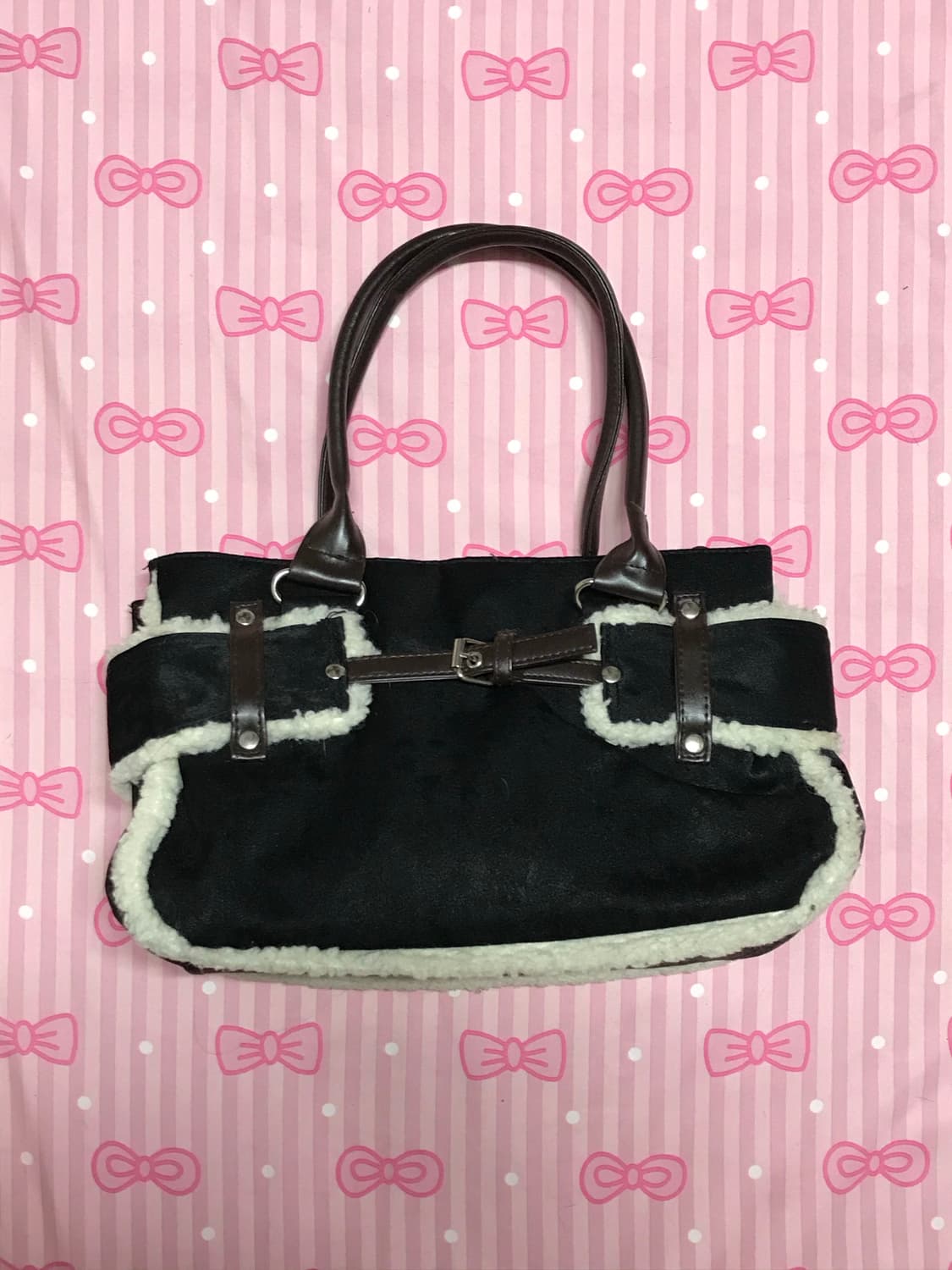 무스탕 숄더백 갸루가방 토트백 스웨이드 상품이미지1