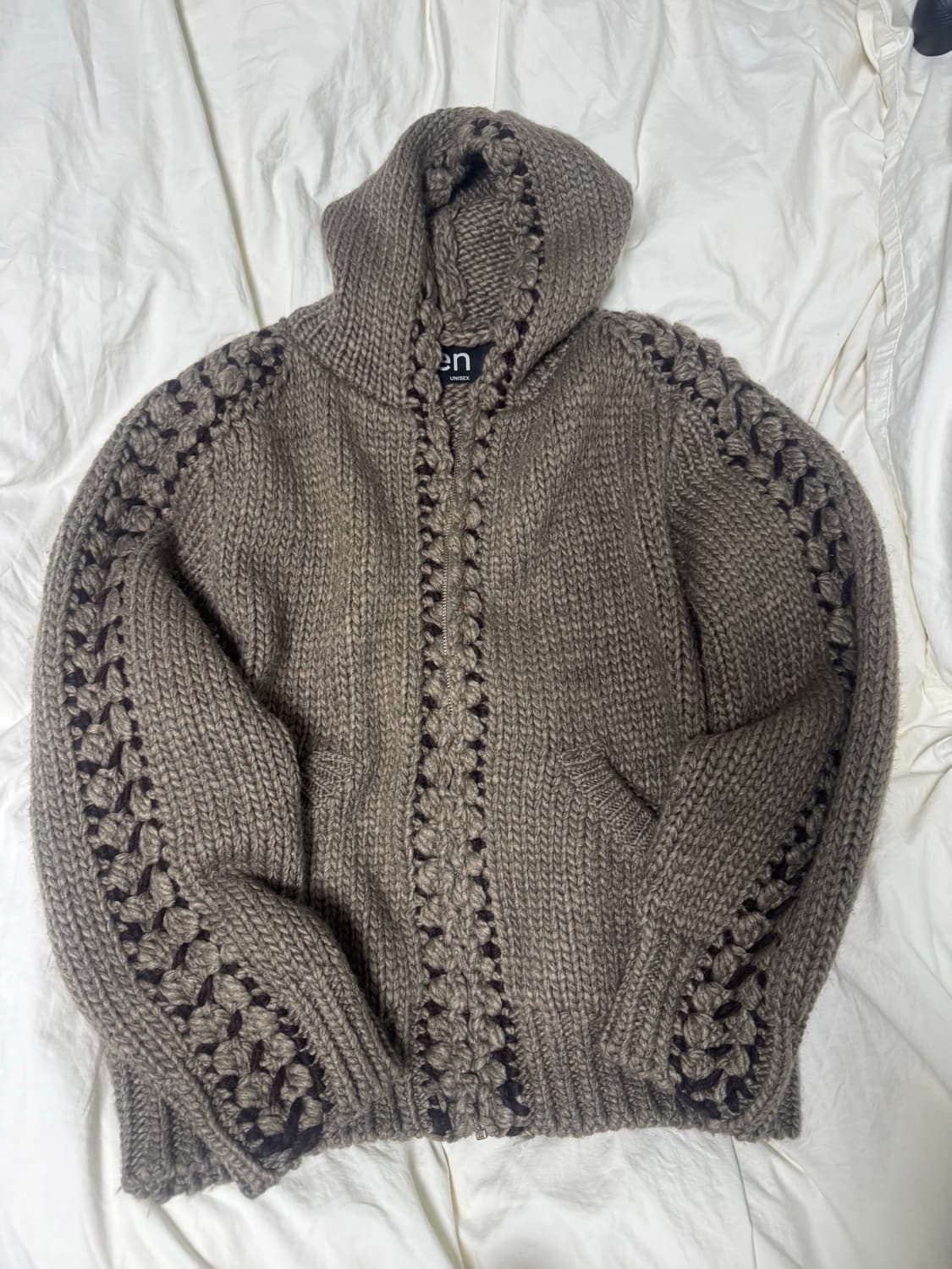 오픈와이와이 니트 후드집업 브라운 상품이미지2