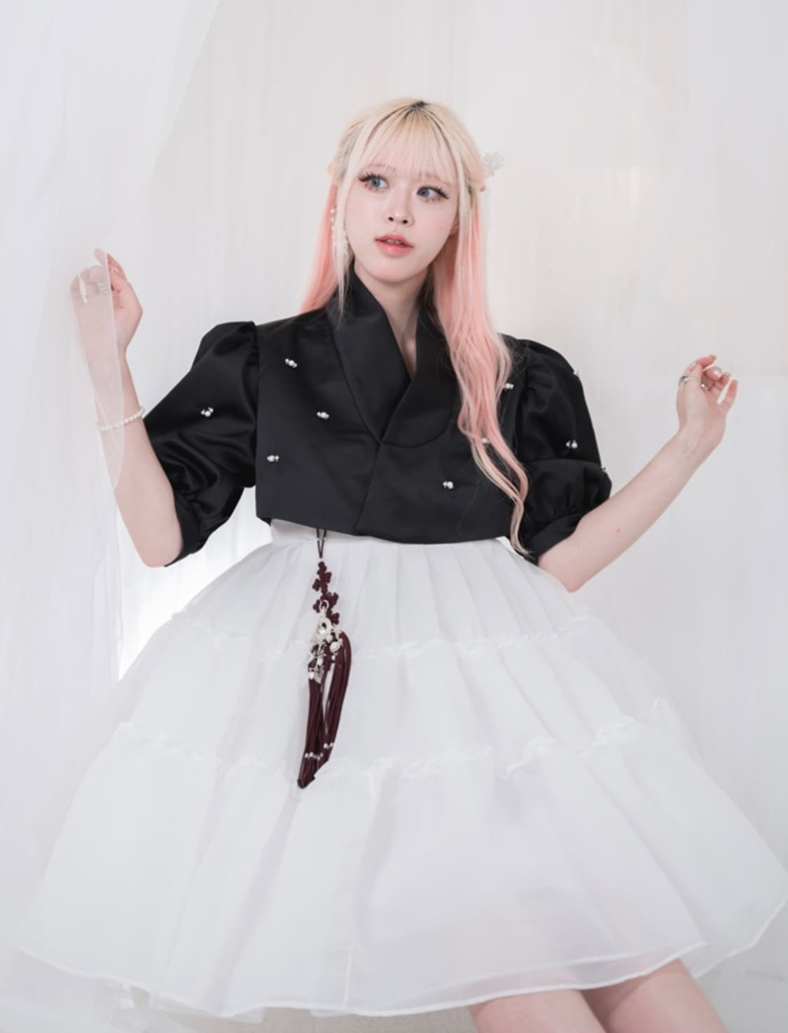 미오한복 슬한복 오얏꽃 진주 저고리 상품이미지2