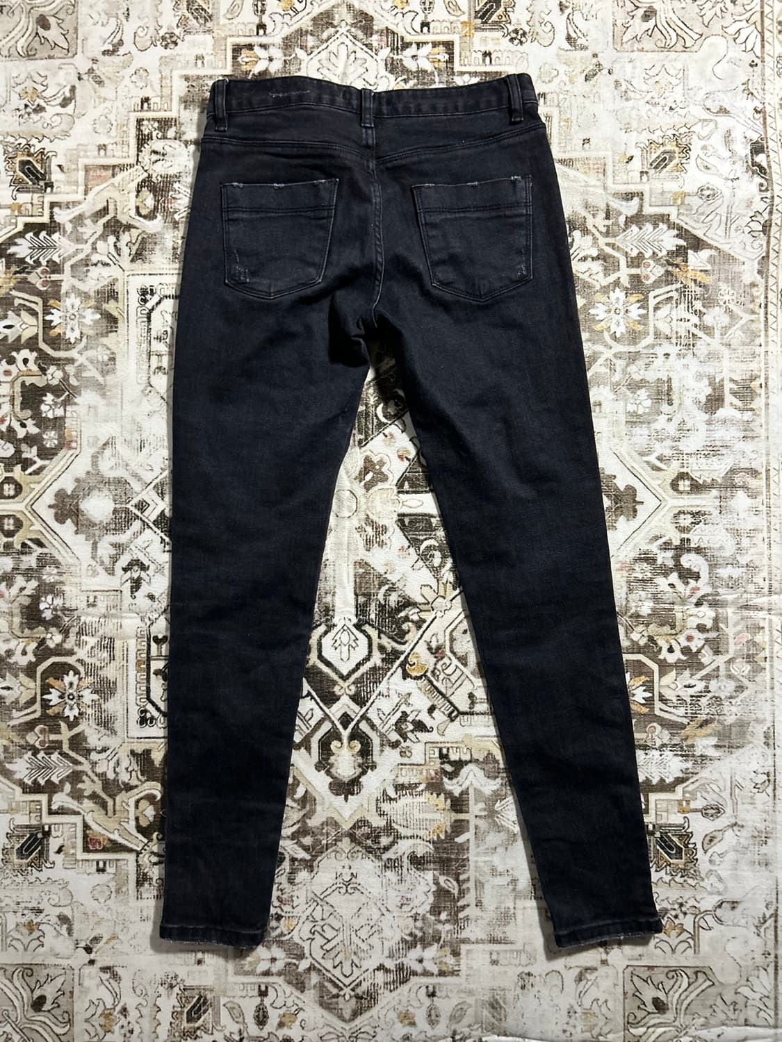 skull attached punk black denim 상품이미지4