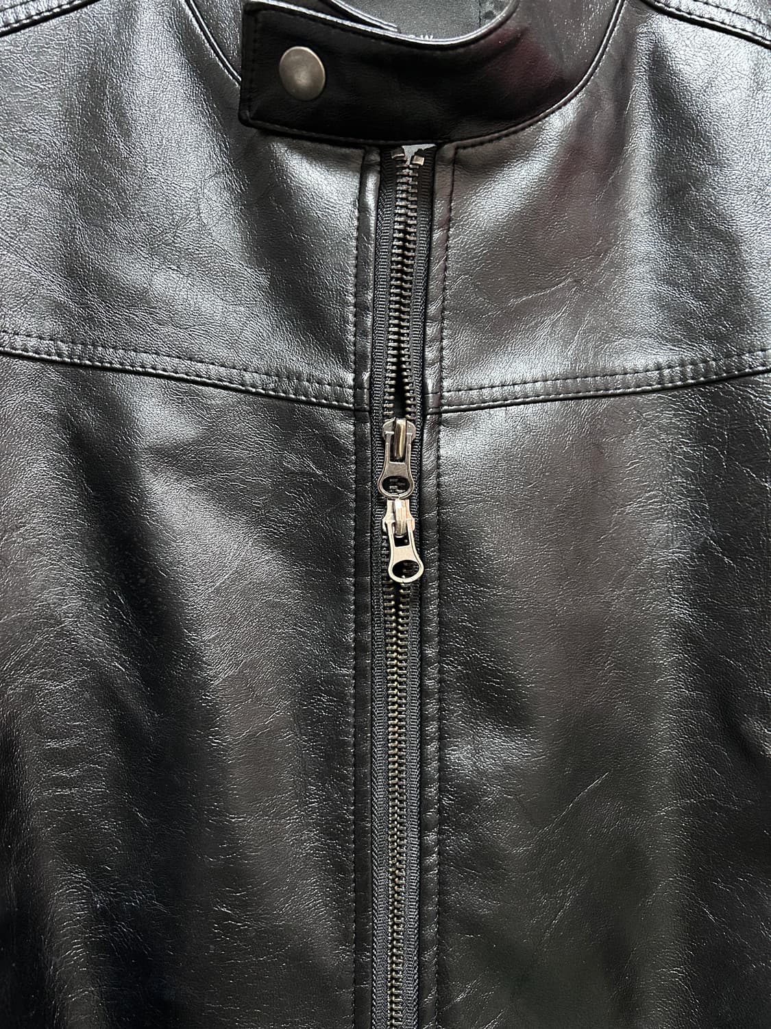 블랙 스탠드 헨리넥 래더 자켓 상품이미지6