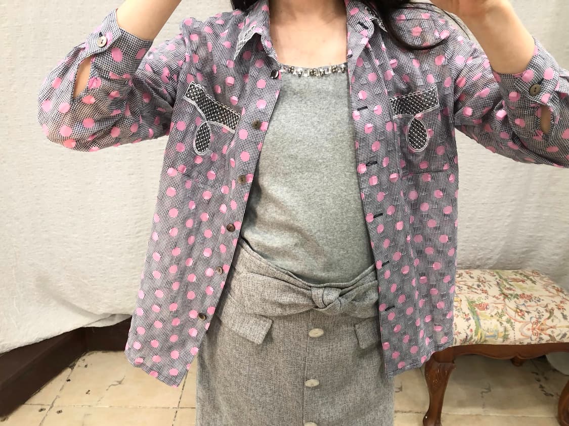 pink polka summer shirts 상품이미지1
