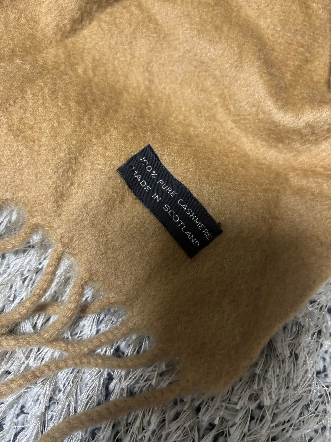 스코틀랜드제 베이지 100프로 캐시미어 목도리 상품이미지2