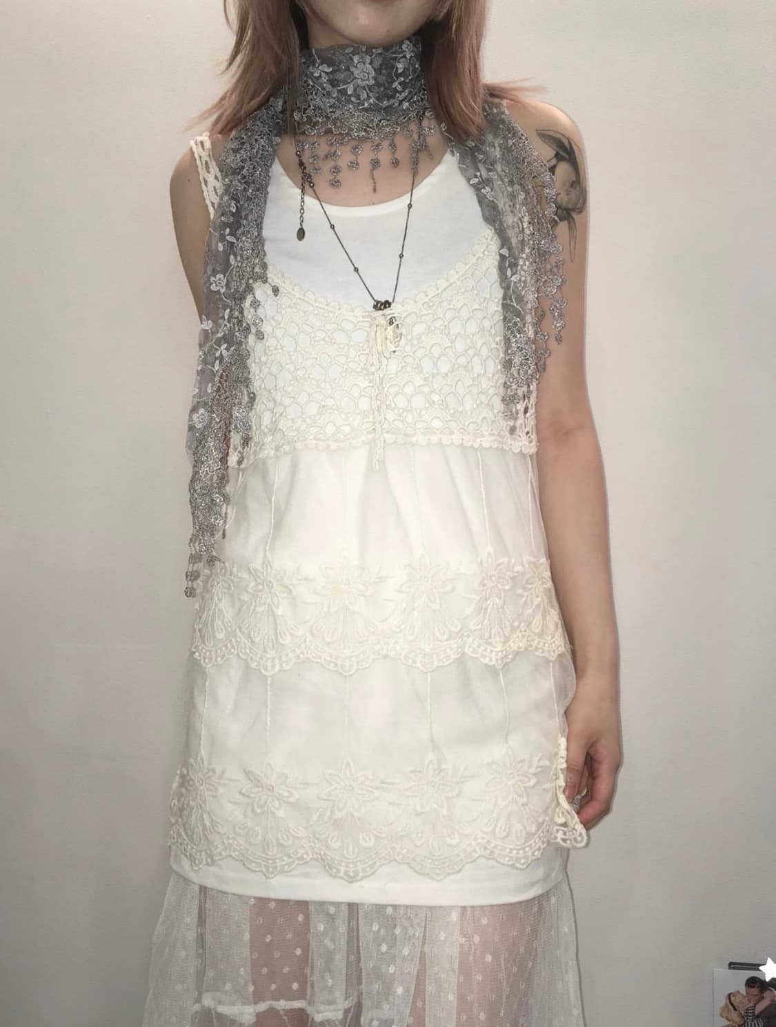 jpn vintage crochet lace sleeveless + iv 상품이미지5
