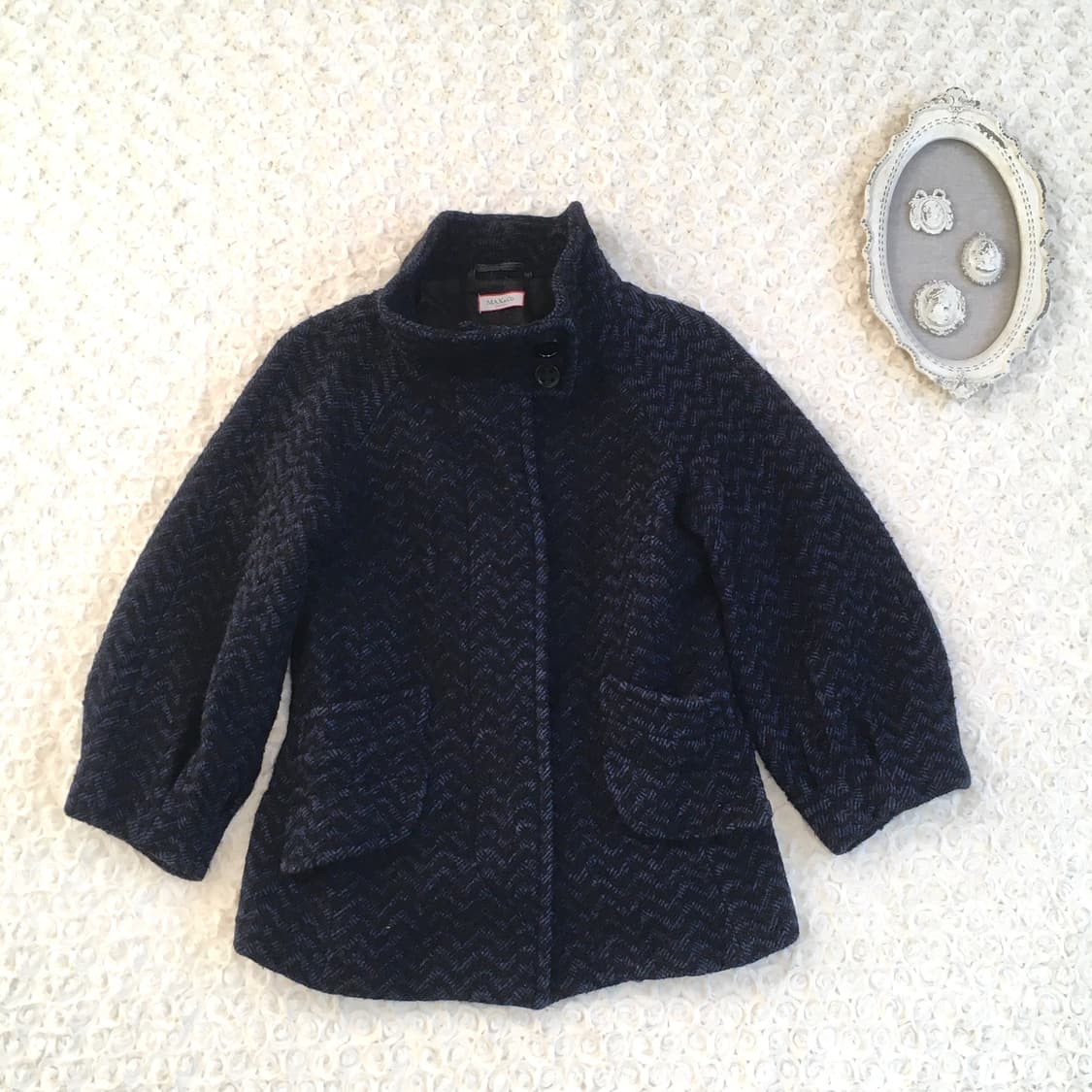 max&co blue herringbone half coat 상품이미지6