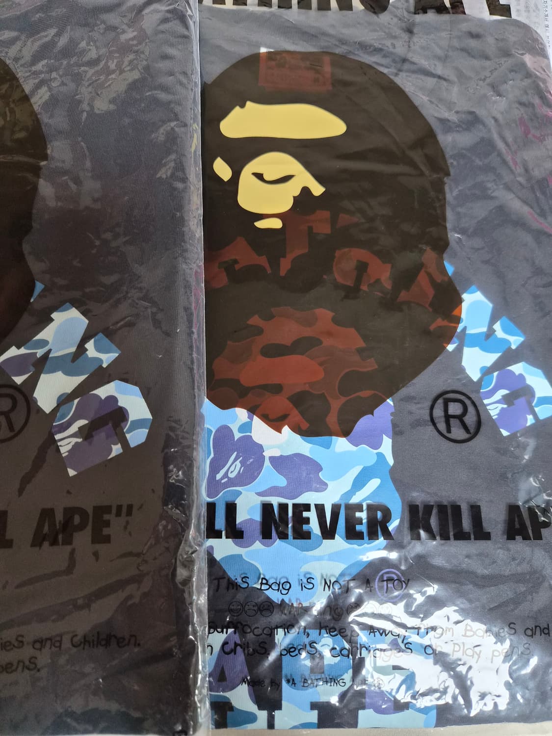 베이프 정품 M 에이비씨 카모 컬리지 롱 슬리브 긴팔티 상품이미지2