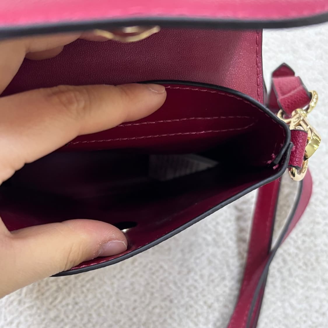 F 에스콰이어 자주색 가죽 미니백 0407E2 상품이미지3