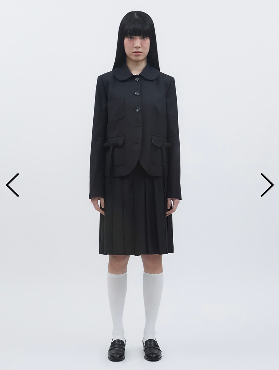 MIDI PLEATS RIBBON CULOTTE PANTS [BLACK] 상품이미지1