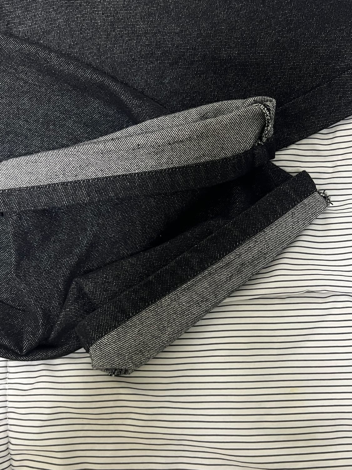 아캄 ) Waist Contrast Denim Pants (Black) 상품이미지3