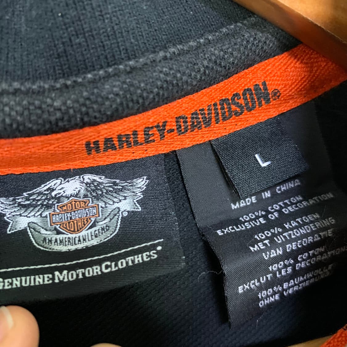 할리데이비슨 백 패치 프린팅 스컬 반팔 티셔츠 카라티 차콜블랙 남성 L 상품이미지6
