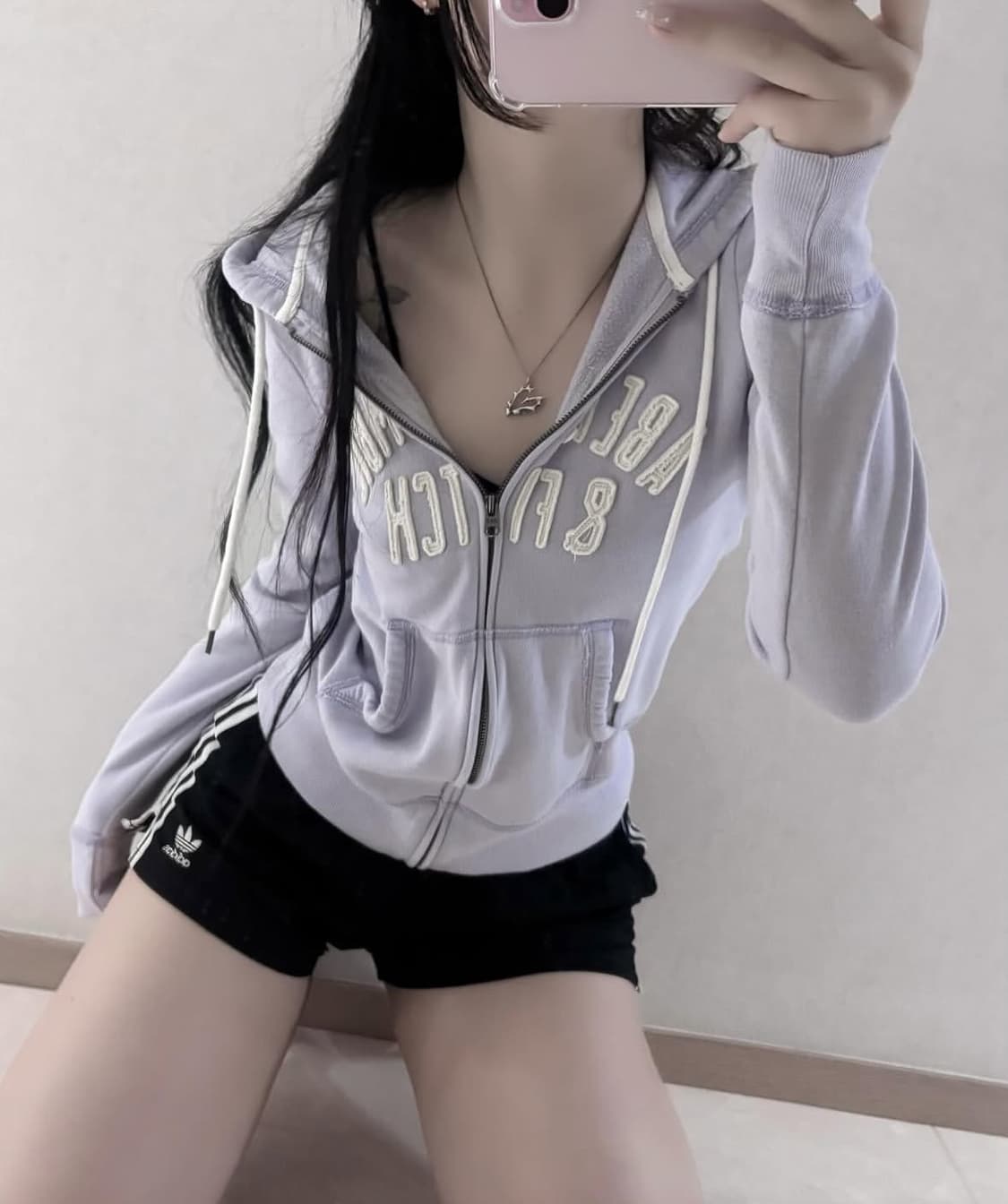 (유일매물)아베크롬비 대대장 연보라 후드집업 상품이미지1