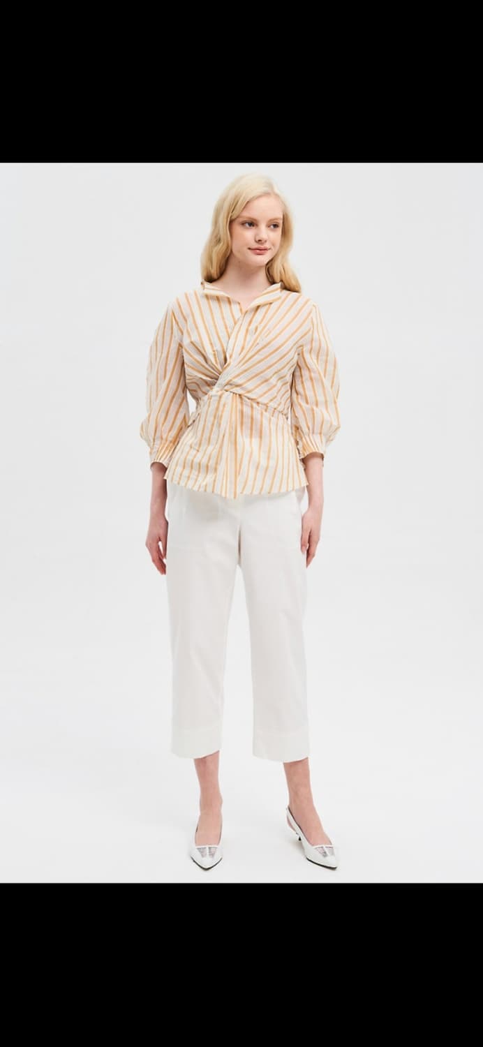 마인 오리가미 스트라이프 린넨블렌드 블라우스 55사이즈 상품이미지1