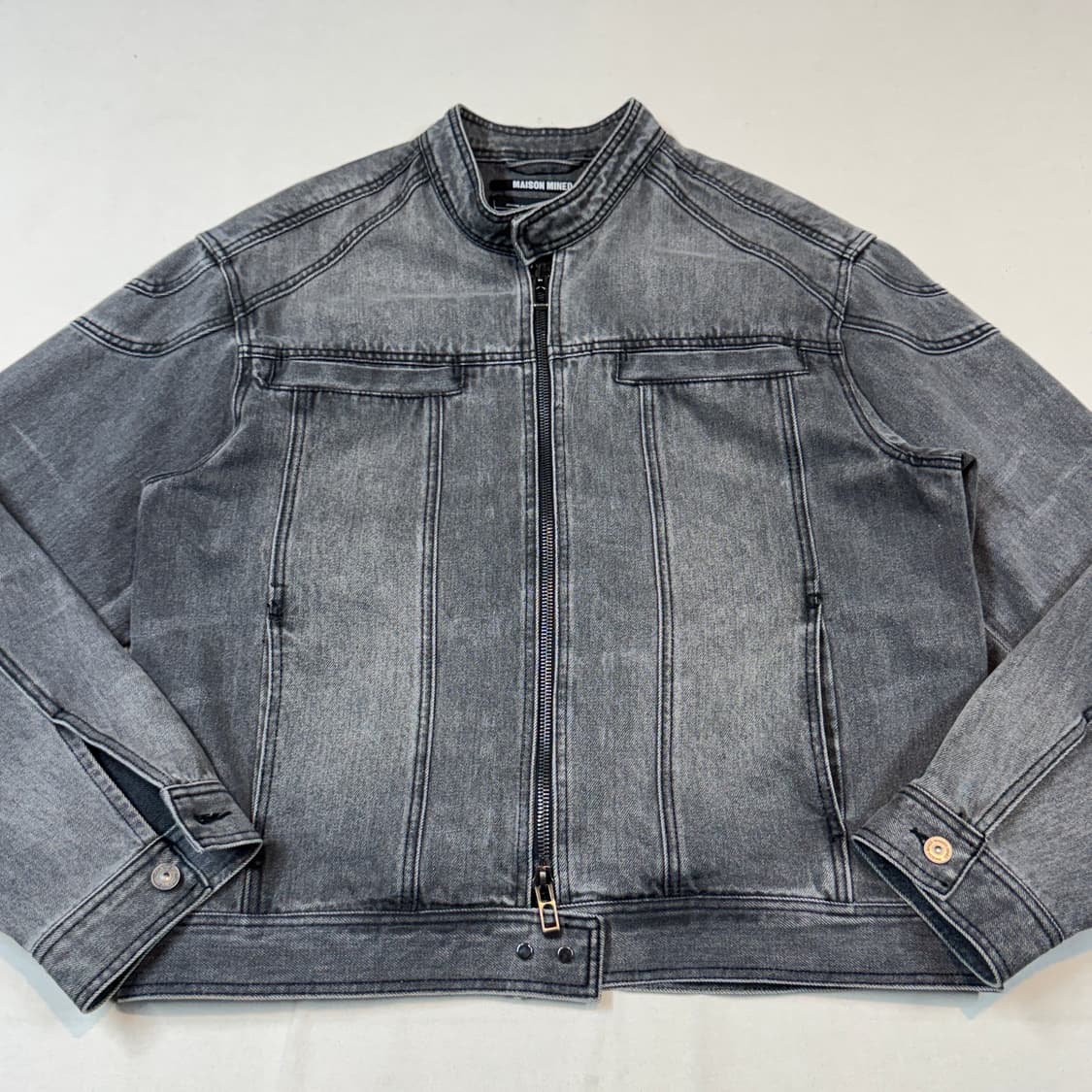L) 메종미네드 스냅 바이커 데님 2way집업 자켓 상품이미지2