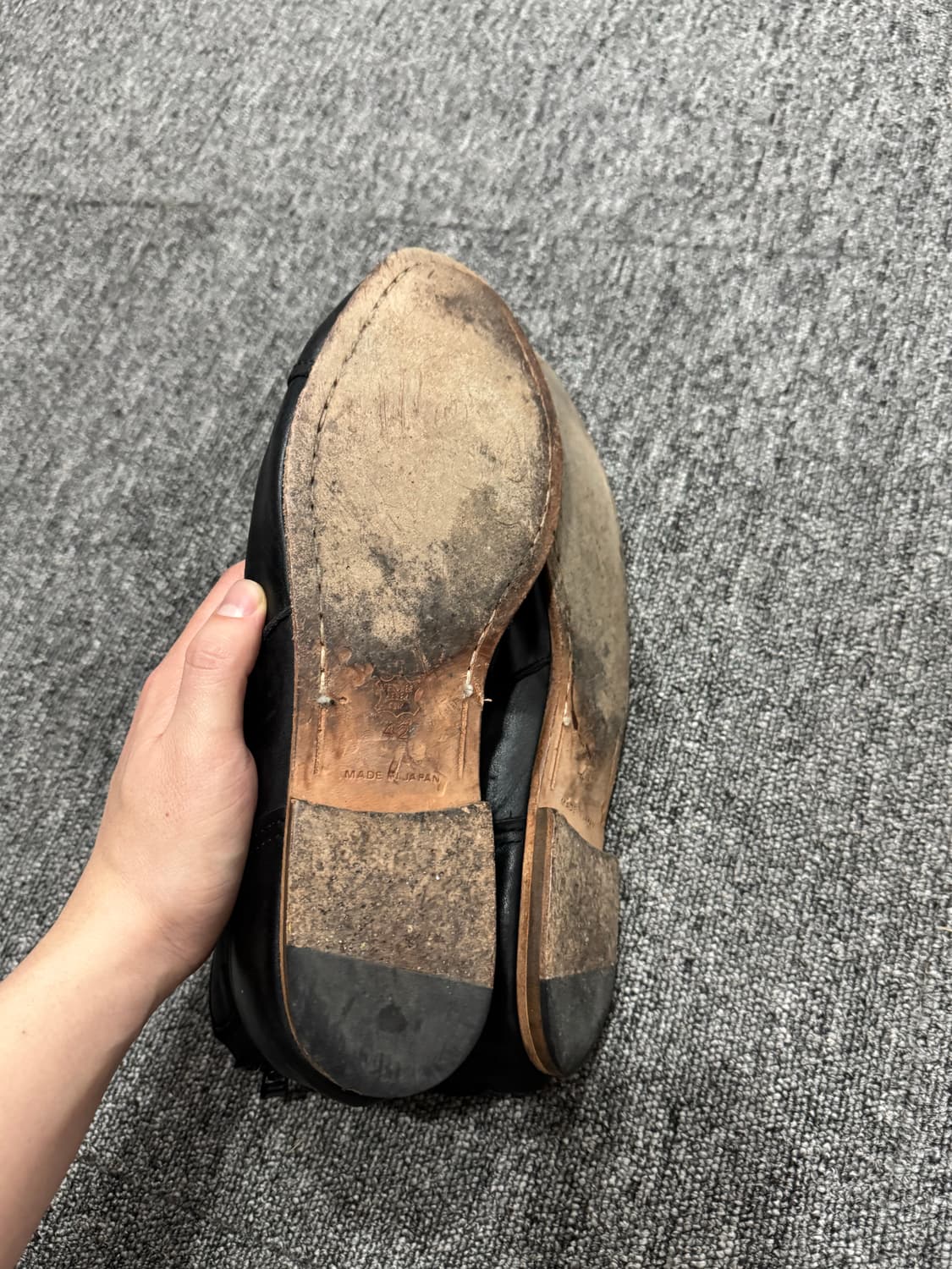 빈티지 블랙 카우하이드 토캡  풀온 앵글 부츠 270 구이디 상품이미지8