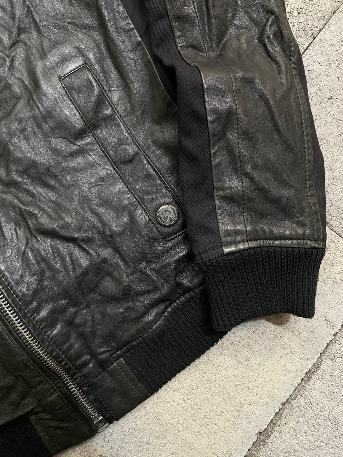 디젤 레더 믹스 봄버 자켓 상품이미지6