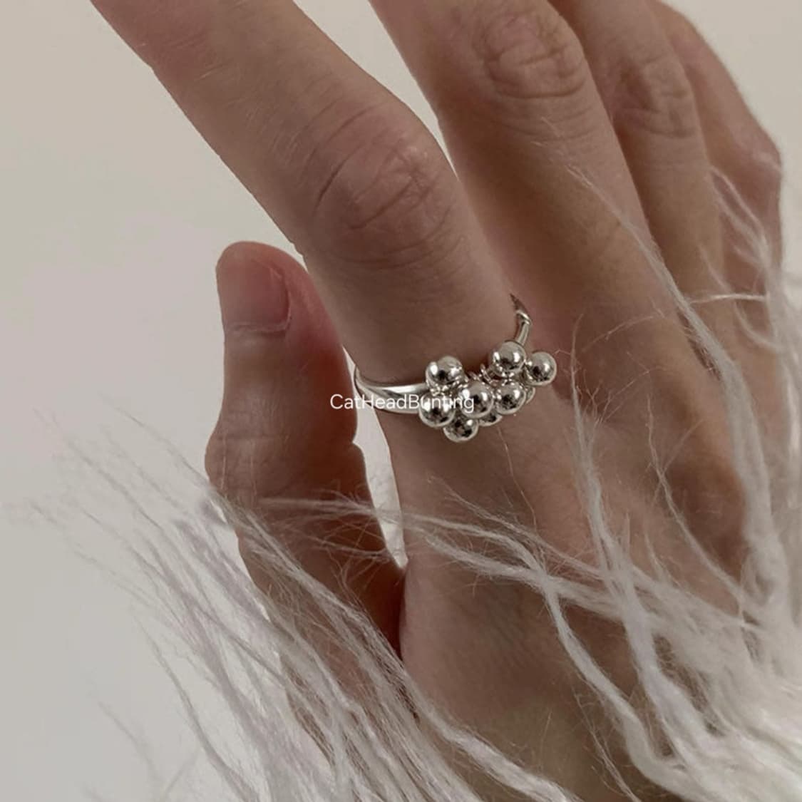 실버925 실버 볼 링 반지  [사이즈 조절 가능, 미착용] 상품이미지1