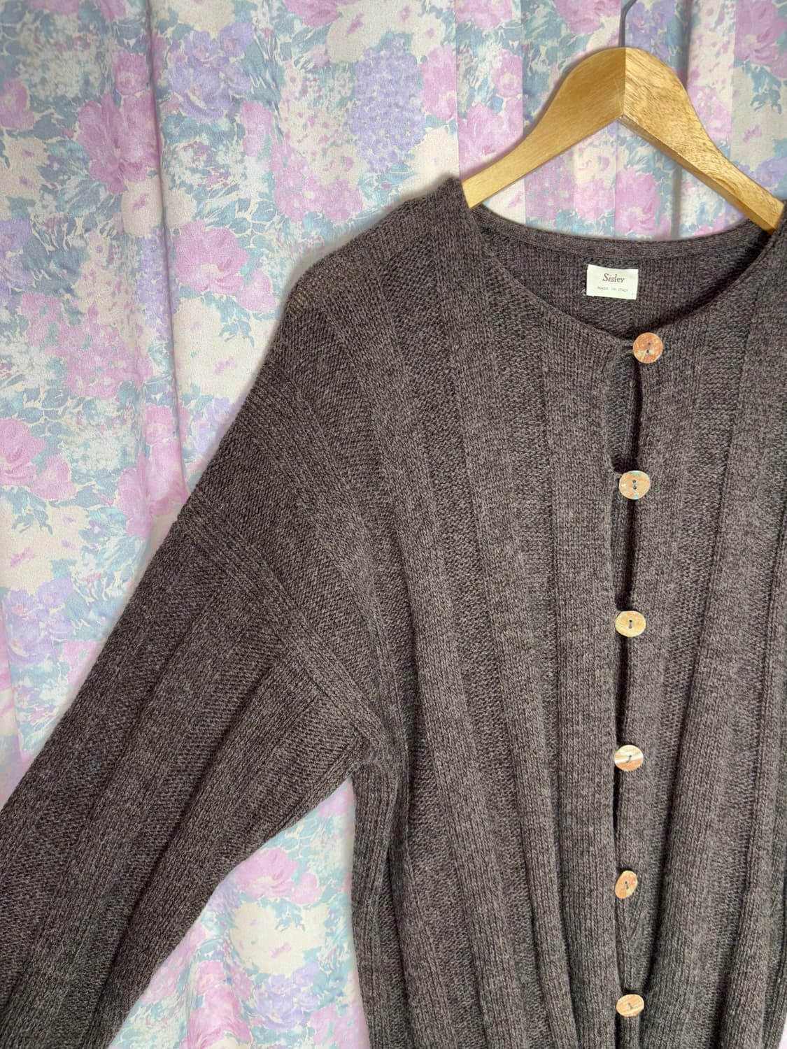 브라운 울 니트 가디건 상품이미지8